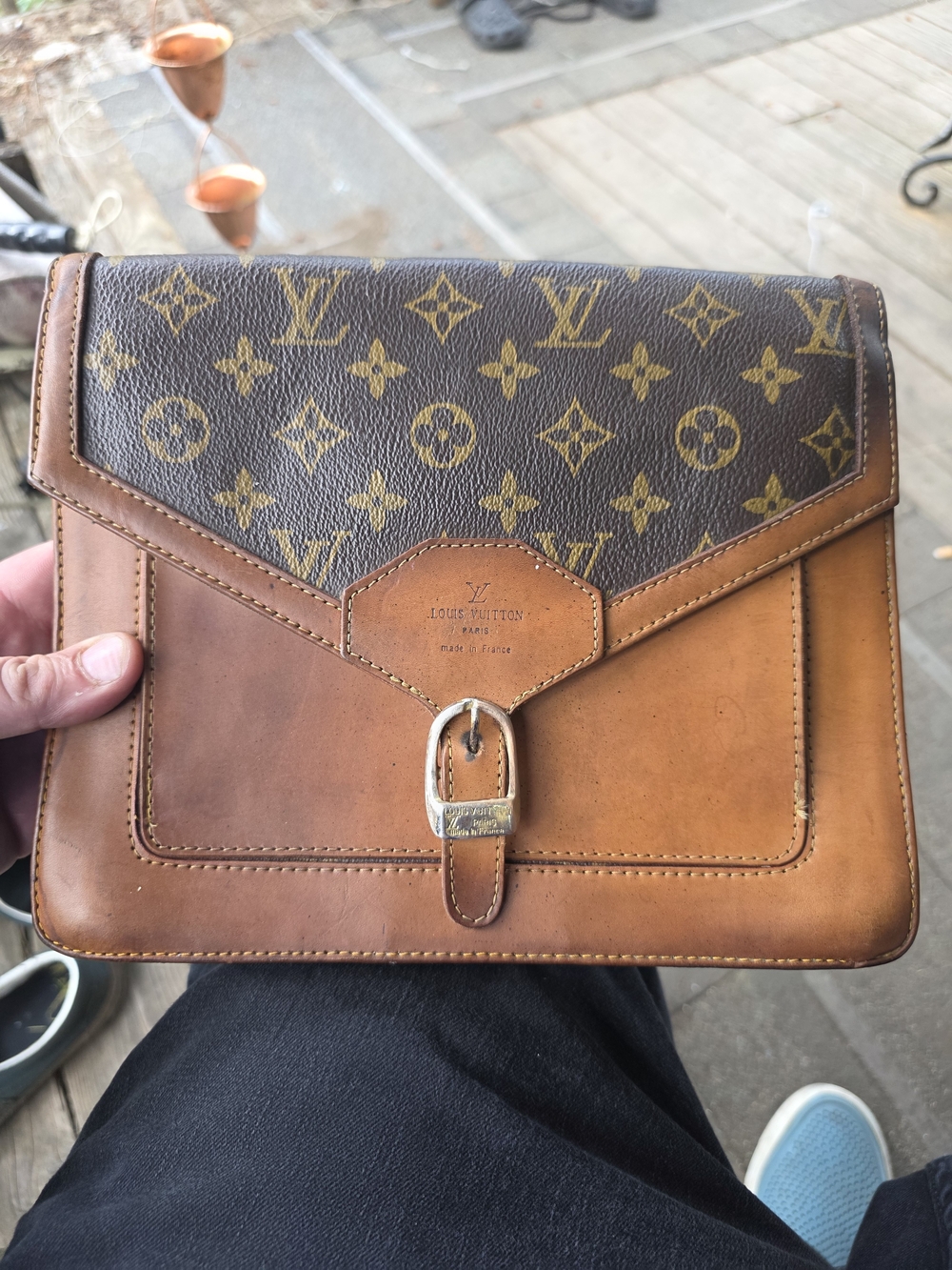 Louis Vuitton Tan & Brown Monogram Canvas Men's Messenger Bag